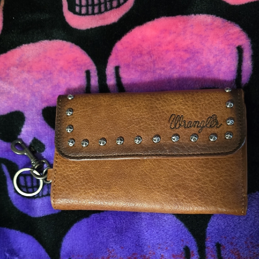 Wrangler Tan Leather Wallet with Stud Accents, NWOT